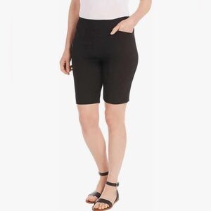 Hilary Radley Pull On Bermuda Shorts in Black Comfort Fit Shaping Stretch